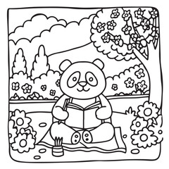 Furry Blossoms – Cute and Easy Coloring Pages for Teens and Adults | Whimsical Animal & Floral Designs Line art vector illustration | Print | Animal Coloring page | Blossoms Coloring Page