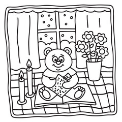 Furry Blossoms – Cute and Easy Coloring Pages for Teens and Adults | Whimsical Animal & Floral Designs Line art vector illustration | Print | Animal Coloring page | Blossoms Coloring Page