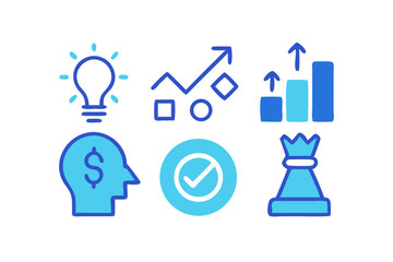 Business strategy success icons growth charts