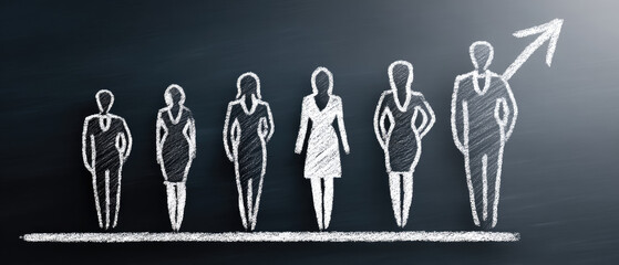 Leadership skills for team development and growth strategies for success in business management visionary pathways on a chalkboard economic consulting and coaching