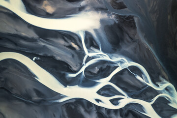 Glacial river in Iceland view from above