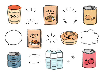 シンプルな保存食をイメージしたイラスト素材セット