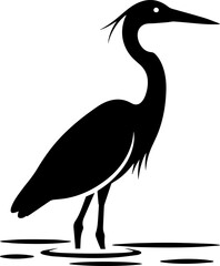 Heron Bird Silhouette in Water