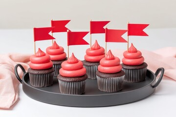 Celebration of Freedom With Red Velvet Cupcakes Adorned With Juneteenth Flags for a Festive Gathering