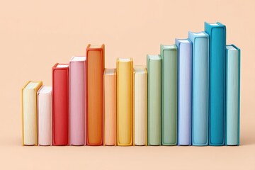 Rising Bar Chart Illustration Created Using Colorful Books and Tools to Represent Growth and Learning in Education or Knowledge