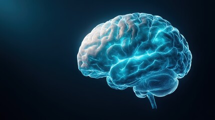 A stunning digital illustration of a brain appears luminous against a dark background, representing intelligence, creativity, and the beauty of human cognition in an abstract manner.