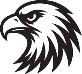 Majestic Eagle Head Profile Black and White Vector Illustration