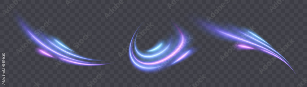 Poster fairytale lines of light twist in a magical vortex, shimmering with a soft pink and blue glow. the l