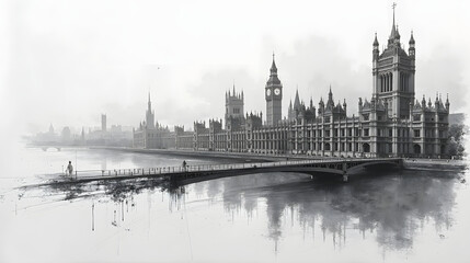 A pencil sketch turning into a real city
