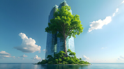 A skyscraper growing like a tree
