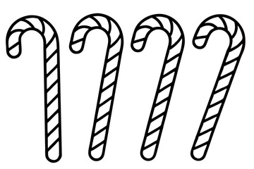 Candy Cane set line art vector