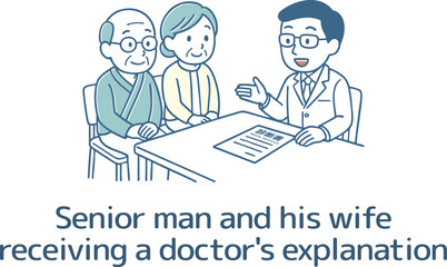 医師から診断書の説明を聞くシニア夫婦
Senior couple listening to the doctor's explanation of the medical certificate