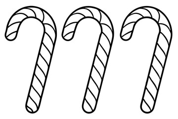 Candy Cane set line art vector