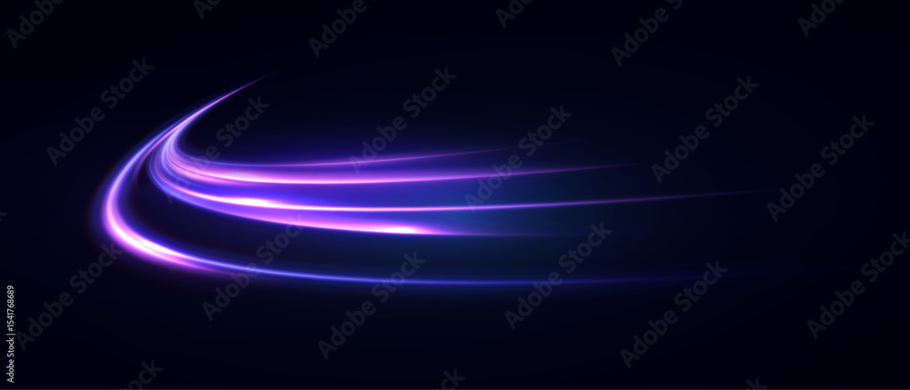 Aufkleber light vortex, a luminous arc of bright purple light. light flow energy flows along the trajectory, c