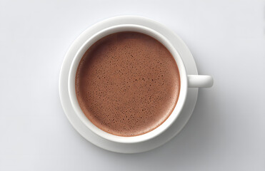 Close-Up of Hot Chocolate in a White Mug Isolated On White