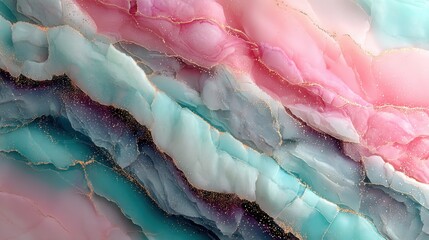 Elegant Pink and Blue Marble Textured Layers: Artistic Geology and Vibrant Swirls