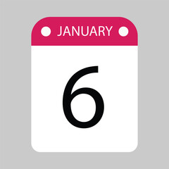 Calendar Reminder Indicating The Sixth Day of January Month	