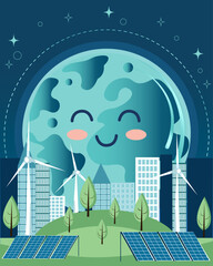 eco happy planet vector illustration