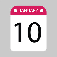 January 10th Calendar Page Depicting Date And Month	