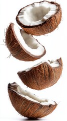 Split Coconut Halves Floating: Exotic Culinary Delight with Tropical Vibes and Nutritional Benefits