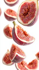 Juicy Figs Falling: Vibrant Organic Delicacy in Abstract Motion for Culinary Inspiration