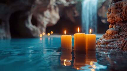 Candlelight Waterfall: Romantic Tranquil Oasis for a Serene Nature Retreat