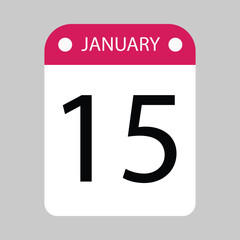 January Fifteenth Calendar Symbolizes a Important Date Reminder Concept	