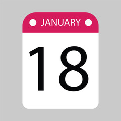 A Calendar Page Showcasing the Eighteenth of January Month	
