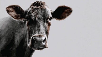 Brown cow illustration on neutral background

