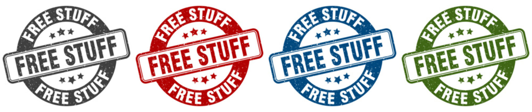 free stuff stamp. free stuff round stamp set isolated on white background