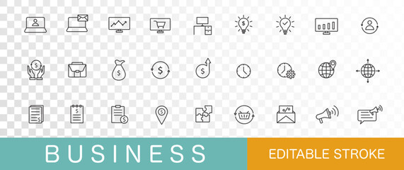 Business line icon collection. Thin line .Editable stroke. Simple design. Vector illustration