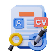 Resume and CV Editing Process 3D Icon