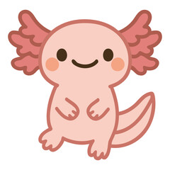 Calm Standing Kawaii Axolotl Character - Cute Vector Animal.eps