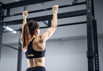 鍛えられた美しい筋肉の女性ボディービルダー