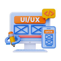 Mobile App UI/UX Design Mockup Kit 3D Icon