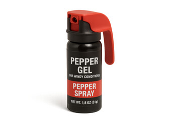 Pepper spray gel for windy conditions on transparent background