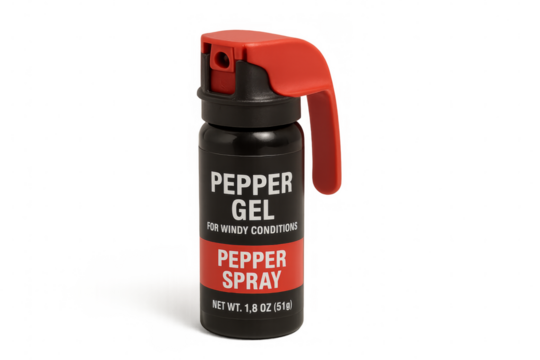 Pepper spray gel for windy conditions on transparent background
