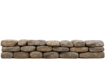 Stone wall forming a seamless border on transparent background