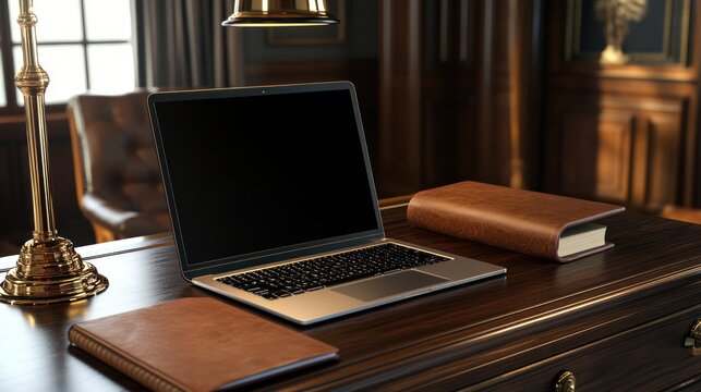 Elegant laptop on a rich desk