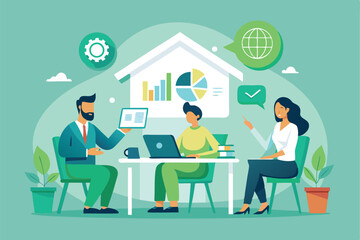 Business Meeting Illustration Collaboration Creativity and Teamwork in Office Depicting Project Development and Communication for Professional Success