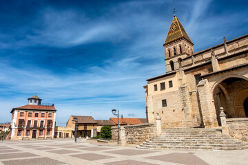 Partial View of Santa Eulalia Church and Plaza Mayor. Paredes de Nava, Palencia, Castile and Leon,...