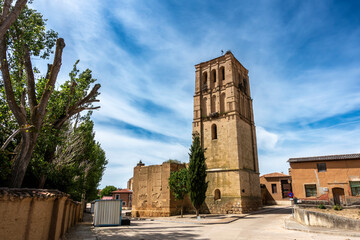 San Martin Church (16th Century) with Mudejar Tower. Becerril de Campos, Palencia, Castile and...