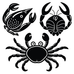 fish art, seafood black silhouette, white background,  monochrome illustration, stylized fish, seafood icon, fish set, Seafood Illustration Bundle