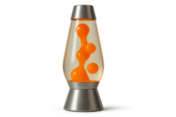 Orange lava lamp gently glowing with transparent background