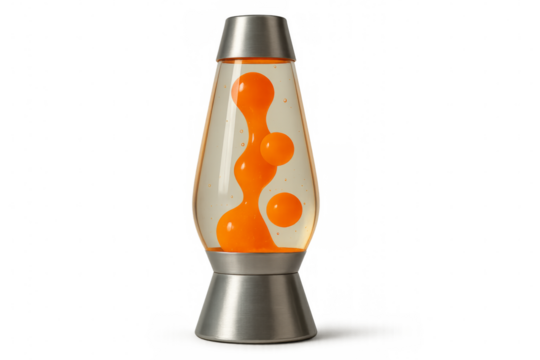 Orange lava lamp gently glowing with transparent background