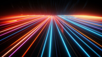 Obraz premium glowing neon lines in abstract digital patterns, vibrant colors, high-tech feel, dynamic energy