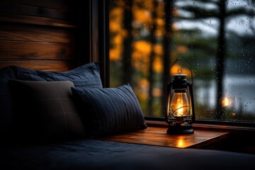 Cozy cabin bedroom with a window view