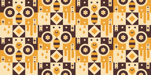 Retro Bee and Honey pattern.