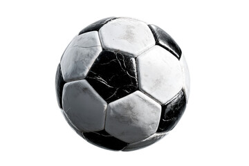 Classic black and white soccer ball on transparent background