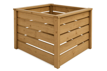 Large wooden planter box isolated on transparent background